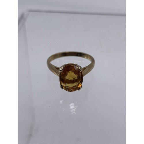 658A - 9ct GOLD CITRINE RING size N/O 2.8grms