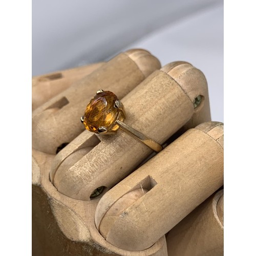 658A - 9ct GOLD CITRINE RING size N/O 2.8grms