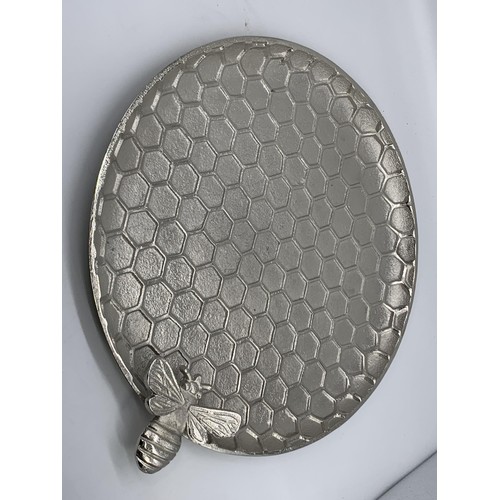 716 - A BEEHIVE SILVER FINISH SERVING TRAY 16