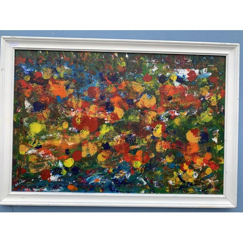 720 - AN ABSTRACT OIL PAINTING BY DAVID WILSON 40X28