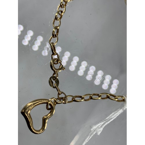 678A - 18CM LENGTH BELCHER CHAIN LINK WITH HEART ATTACHED IN 9ct YELLOW GOLD CHILDS BRACELET WEIGHS 1.2G