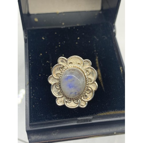 256A - SILVER DESIGNER MOONSTONE RING