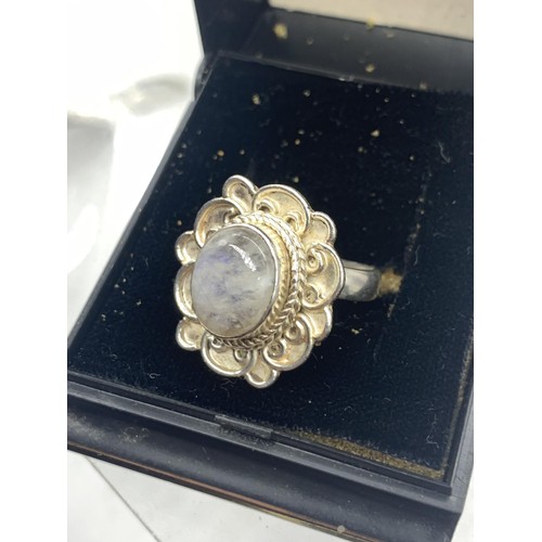 256A - SILVER DESIGNER MOONSTONE RING