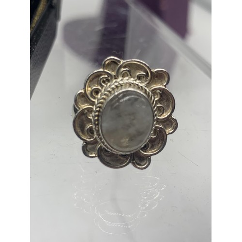 256A - SILVER DESIGNER MOONSTONE RING