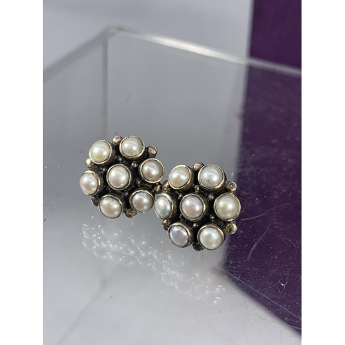 613A - ANTIQUE SILVER PEARL EARRINGS