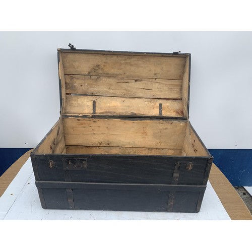 774 - ANTIQUE PINE DOMED TRUNK