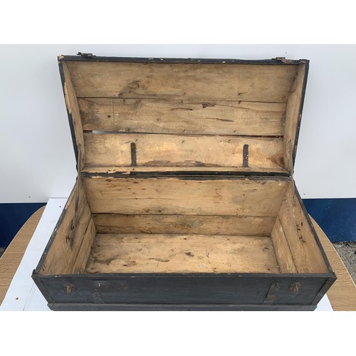 774 - ANTIQUE PINE DOMED TRUNK