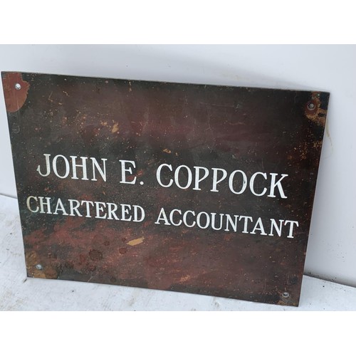 692A - A BRONZE NAMEPLATE FOR JOHN E COPPOCK CHARTERED ACCOUNTANT 12X9.5