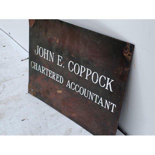 692A - A BRONZE NAMEPLATE FOR JOHN E COPPOCK CHARTERED ACCOUNTANT 12X9.5