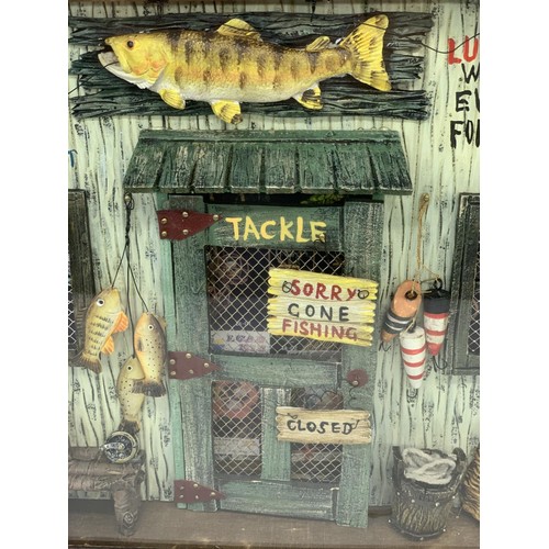 300A - A FISHING SHOP BOXED PICTURE18X14