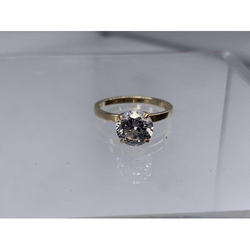 618A - 14K GOLD CZ SOLITAIRE RING 2.6gms SIZE N