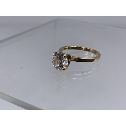 618A - 14K GOLD CZ SOLITAIRE RING 2.6gms SIZE N