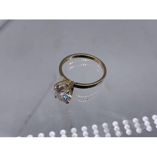 618A - 14K GOLD CZ SOLITAIRE RING 2.6gms SIZE N