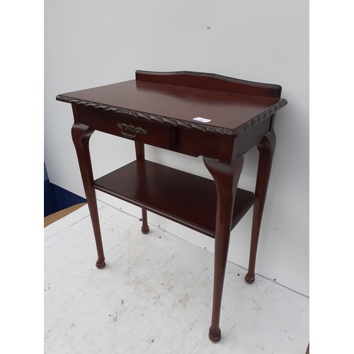 15 - A MAHOGANY SINGLE DRAWER CONSOL TABLE