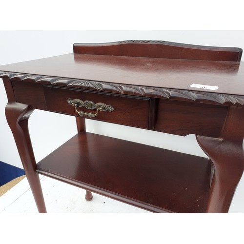 15 - A MAHOGANY SINGLE DRAWER CONSOL TABLE