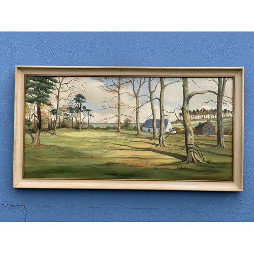 40 - DORIS RAINEY OIL ON CANVAS TINKERS GREEN AVA COURSE CLANDEBOYE CO.DOWN 39X21