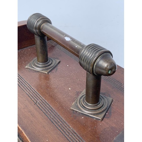 53 - AN EDWARDIAN COAL SCUTTLE WITH LINER AND BRASS HANDLE