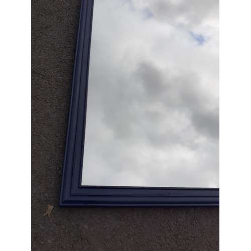 54 - PAINTED BLUE FRAMED MIRROR MEASURES 52 1/2 x 40