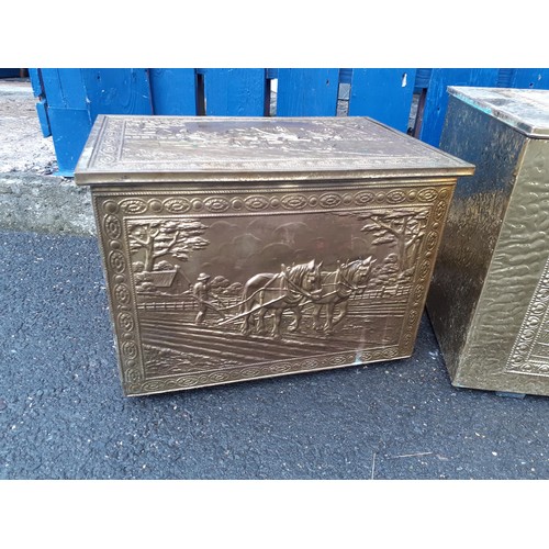 88 - A LOT OF 3 BRASS LOG BOX