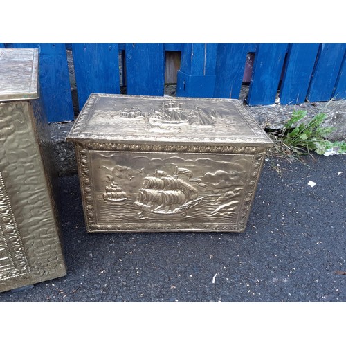 88 - A LOT OF 3 BRASS LOG BOX