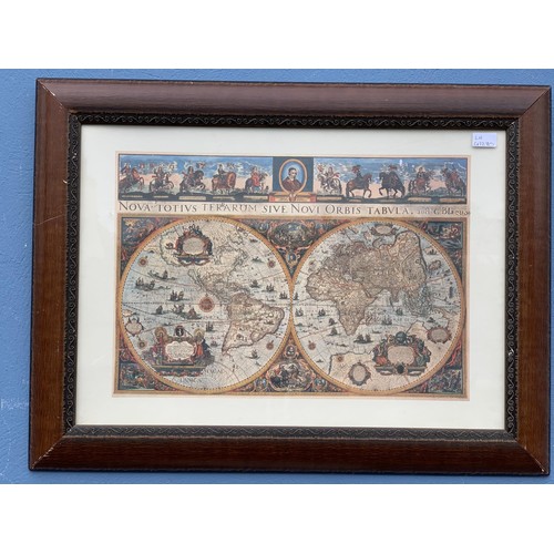 62 - HIGHLY DECORATIVE ATLAS PRINT IN A MAHOGANY FRAME 25 x 33