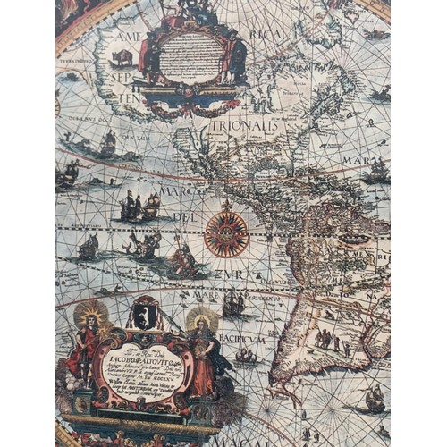 62 - HIGHLY DECORATIVE ATLAS PRINT IN A MAHOGANY FRAME 25 x 33