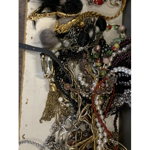 128 - A LARGE QUANTITY OF COSTUME JEWELLERY