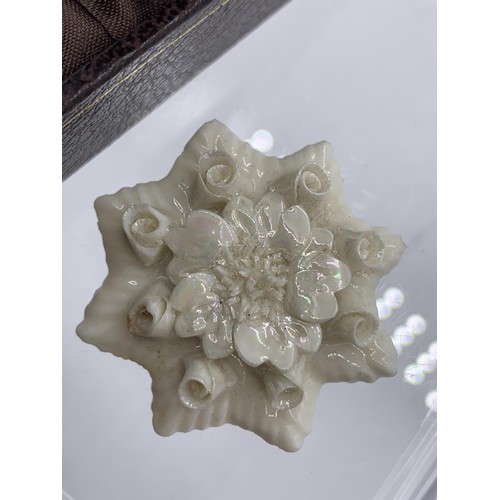 221 - BOXED BELLEEK BROOCH