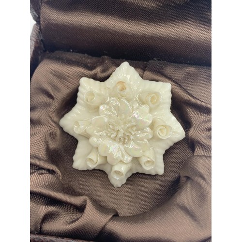 221 - BOXED BELLEEK BROOCH