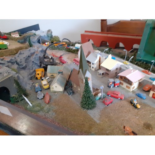 73 - LARGE N CLASS TABLE TOP RAILWAY MODEL FULL VILLAGE SCENE