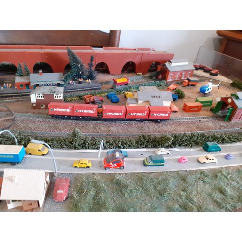 73 - LARGE N CLASS TABLE TOP RAILWAY MODEL FULL VILLAGE SCENE