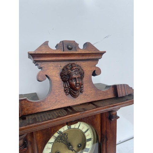 114 - OAK VIENNA STYLE WALL CLOCK 27