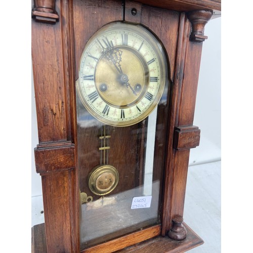 114 - OAK VIENNA STYLE WALL CLOCK 27