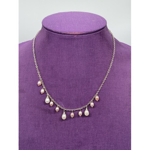 267 - SILVER & MULTI PEARL NECKLACE