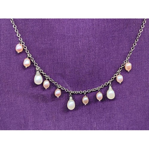 267 - SILVER & MULTI PEARL NECKLACE