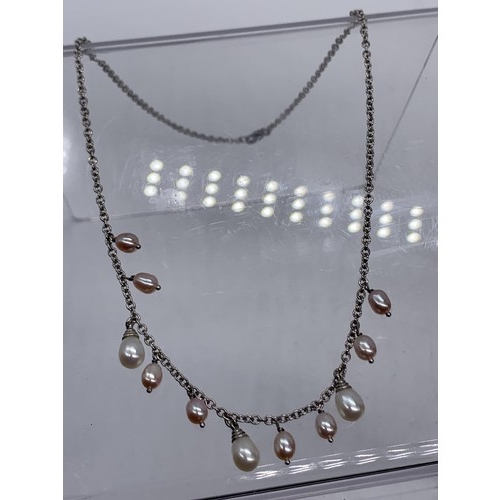 267 - SILVER & MULTI PEARL NECKLACE