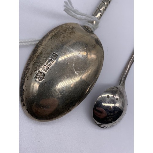 280 - A SILVER TEASPOON WITH GOLF CLUB HANDLE & MUSTARD SPOON