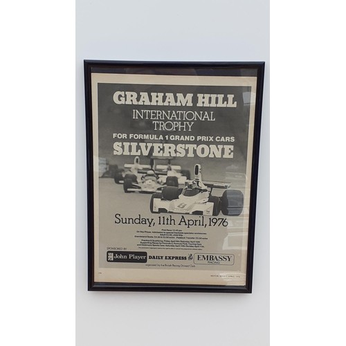 168 - A 1976 ADERTISING POSTER FOR  GRAHAM HILL INTERNATIONAL TROPHY FOR FORMULA 1 CARS AT SILVERSTONE 9X1... 