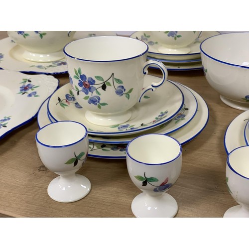 412 - 33 PIECE HANDPAINTED TUSCAN TEASET WITH EGGCUPS