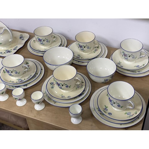 412 - 33 PIECE HANDPAINTED TUSCAN TEASET WITH EGGCUPS