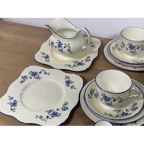 412 - 33 PIECE HANDPAINTED TUSCAN TEASET WITH EGGCUPS