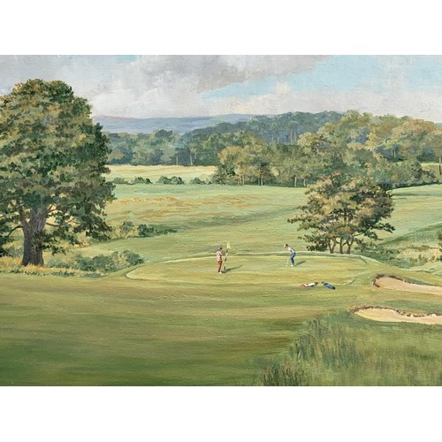 438 - DORIS RAINEY OIL ON CANVAS SEVENTEETH GREEN ON DUFFERRIN COURSE CLANDEBOYE CO.DOWN 39X21