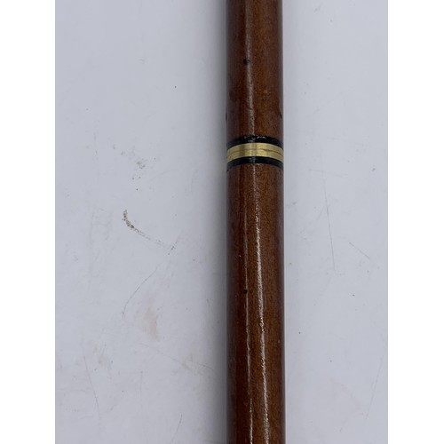 443 - BRASS HANDLED WALKING STICK WITH BRANDY TUBE