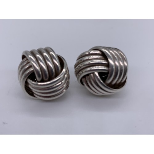 200 - HEAVY LARGE SILVER KNOT EARRINGS