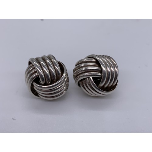 200 - HEAVY LARGE SILVER KNOT EARRINGS