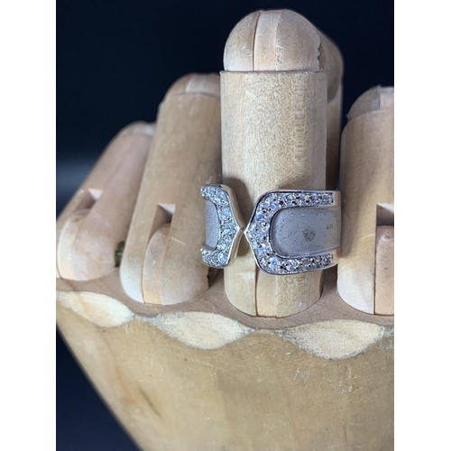 230 - A DESIGNER STYLE SILVER OPEN RING