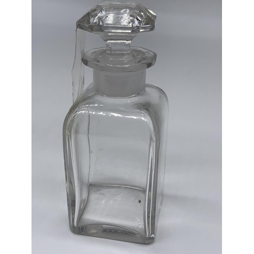 435 - 2 GLASS PURFUME BOTTLES 1 OF WHICH IS HIGH QUALITY ANNTIQUE CUT GLASS