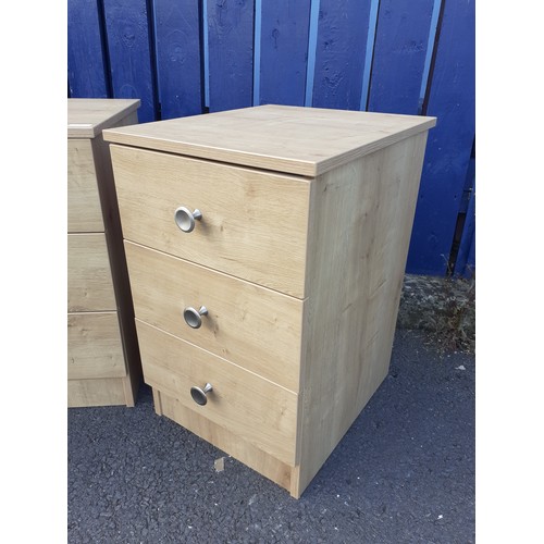 454 - MAPLE STYLE PAIR OF 3 DRAWERS BEDSIDES