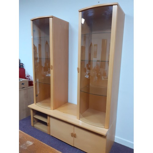 462 - A BEECH DISPLAY CABINET 36X75