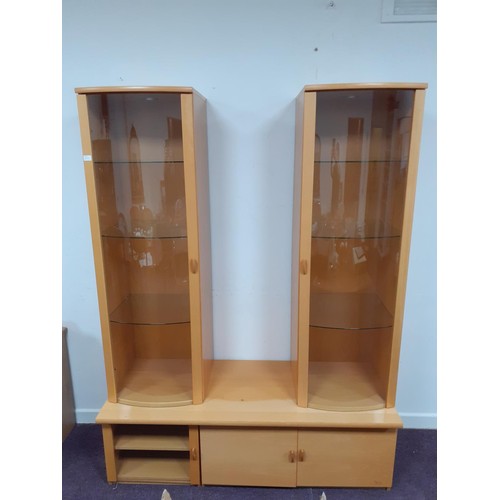 462 - A BEECH DISPLAY CABINET 36X75